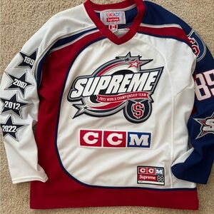 Supreme Red and White Hockey Jersey